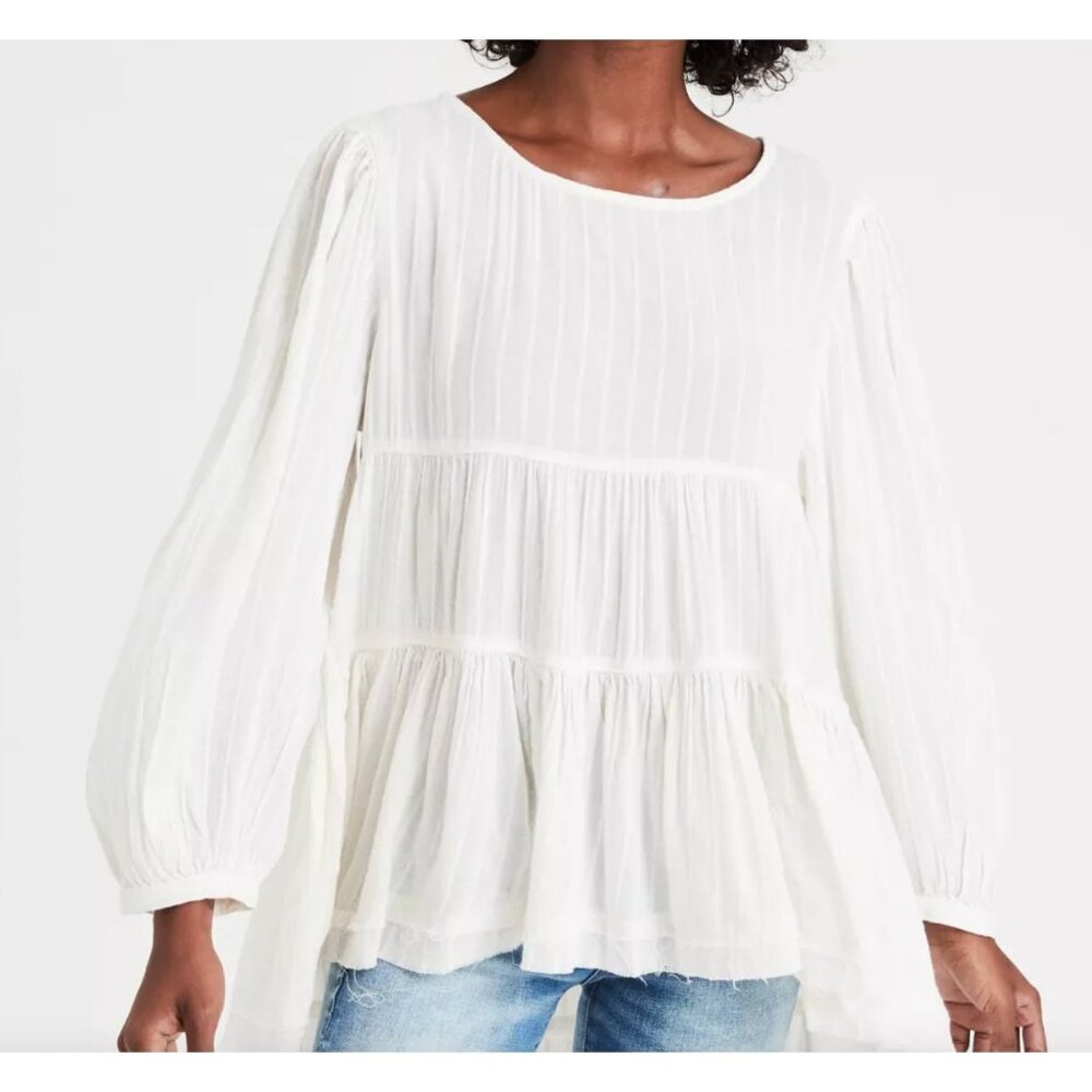 American Eagle Cream Boho Blouse size XL babydoll top‎